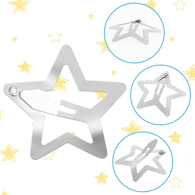 Rinpoche Star Hair Clips Snap Hair Barrettes Non Slip Star Hair Accessories for Girls Womens Silver Metal Hair Clips  pack of 10 pc - Image 5