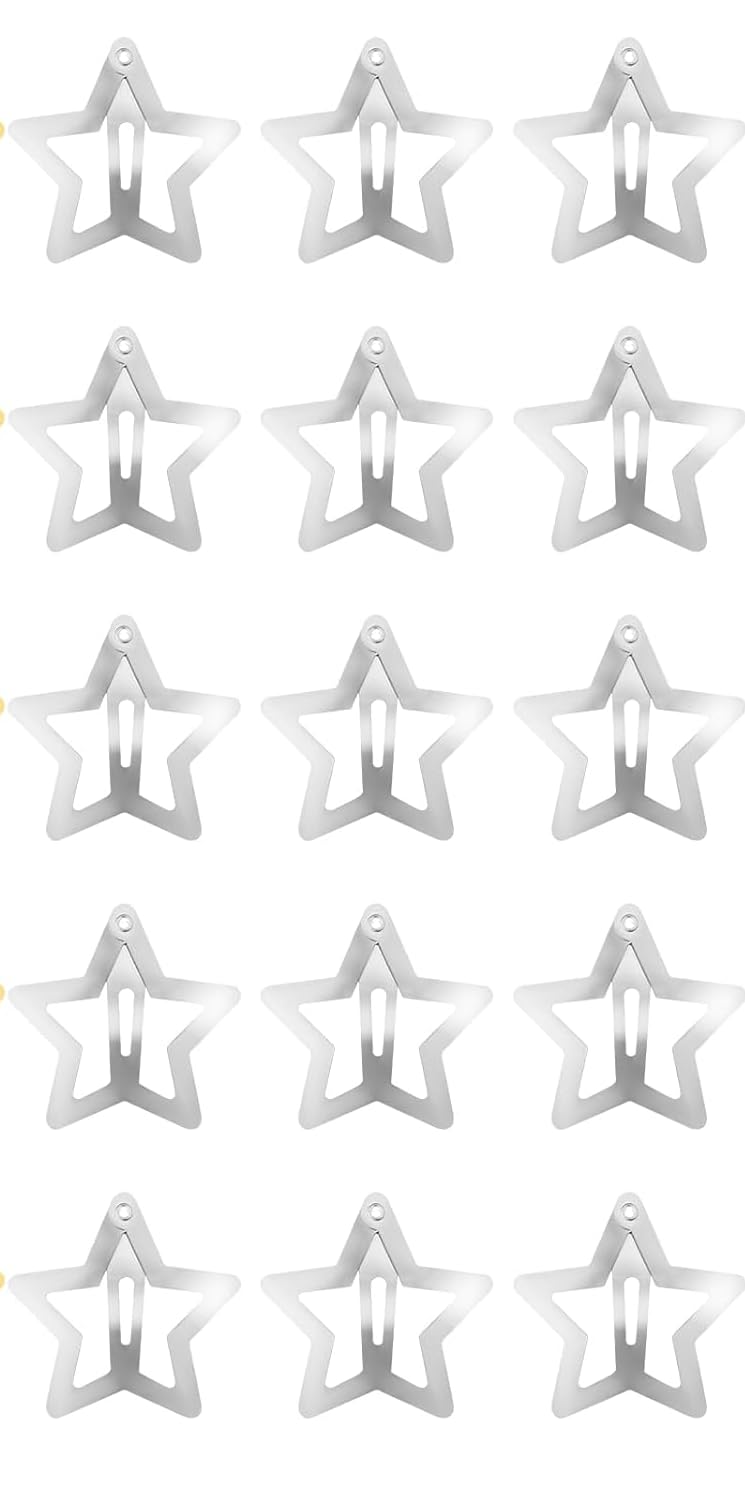 Rinpoche Star Hair Clips Snap Hair Barrettes Non Slip Star Hair Accessories for Girls Womens Silver Metal Hair Clips  pack of 10 pc - Image 1