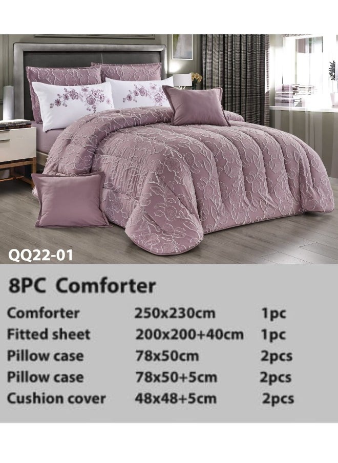 Moon Luxury Embroidered Jacquard Bedspread, 8 Pieces - Luxurious King Size Bedspread with Microfiber Filling, 250 x 230 cm, Fits a 200 x 200 cm Bed - Luxurious Embroidered Jacquard Duvet Set - Elegant Bridal Bedspread - Soft and Classic Bedspreads  - Image 1