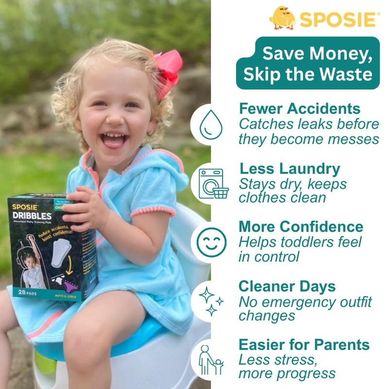 Select Kids Sposie Dribbles â€“ Turn Any Underwear Into Potty Training Underwear | Training Pads Reduce Messes and Laundry | A Faster Cleaner Easier Solution | Use with Toilets, Seats, Charts, and Stickers | 28ct - Image 3