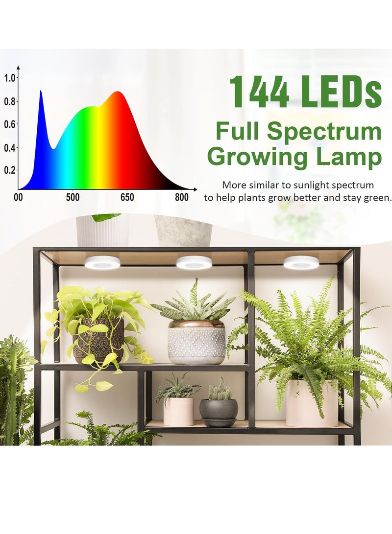Ceiling Grow Light for Indoor Plants 144 LEDs Full Spectrum Indoor Grow Plant Light 5V Safe Voltage Plant Lamp 4 Dimmable Brightness Levels with 4 8 12H Auto Timer Ideal for Indoor Plants 3 Pack - Image 4