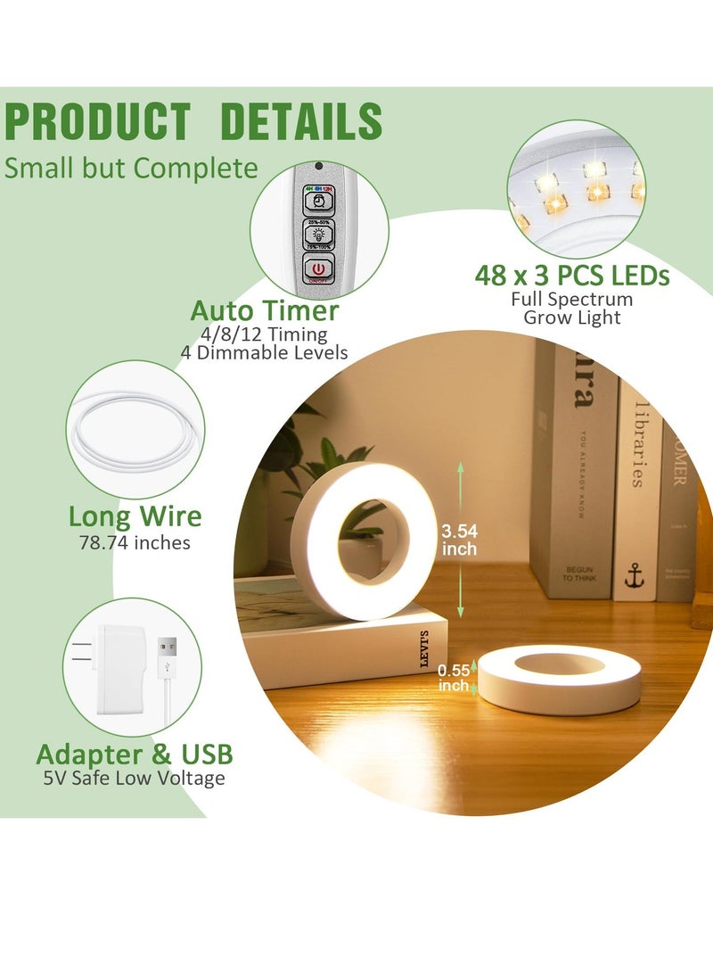 Ceiling Grow Light for Indoor Plants 144 LEDs Full Spectrum Indoor Grow Plant Light 5V Safe Voltage Plant Lamp 4 Dimmable Brightness Levels with 4 8 12H Auto Timer Ideal for Indoor Plants 3 Pack - Image 2