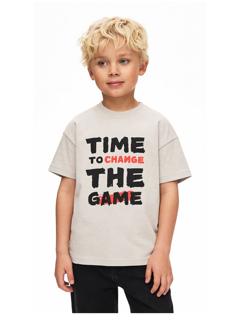 Andora Boys Round Neck Casual Tee - Light Beige - Image 1
