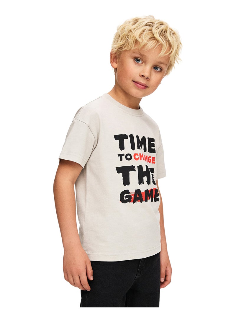 Andora Boys Round Neck Casual Tee - Light Beige - Image 4