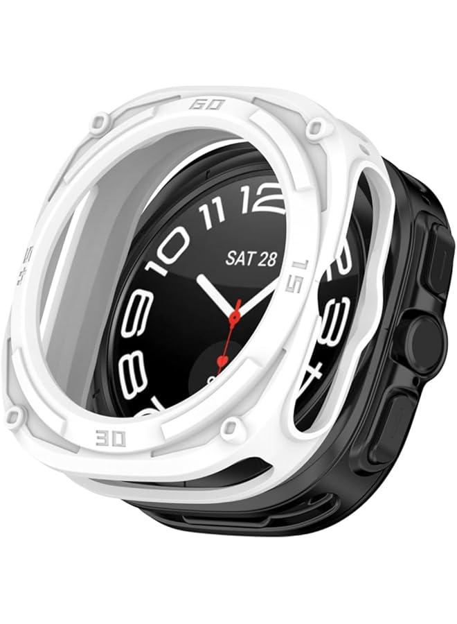 Dado Armor Style Case Protector Compatible With Samsung Galaxy Watch Ultra 47Mm Tpu Half Case Cover White - Image 1
