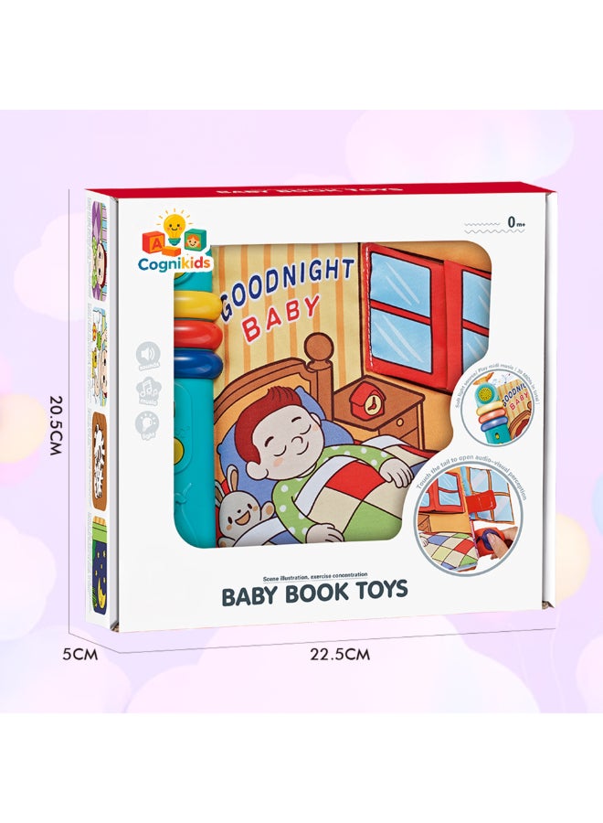 COGNIKIDS Baby Cloth Book With Music & Light – Goodnight Storybook For Infants 6M+ | Interactive Soft Book With Sound Buttons On Each Page | Montessori Bedtime Sensory Toy - Image 4