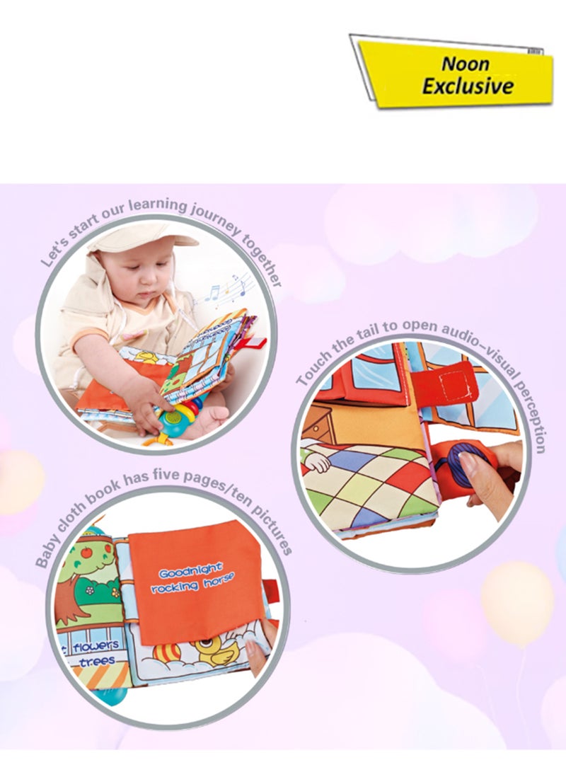 COGNIKIDS Baby Cloth Book With Music & Light – Goodnight Storybook For Infants 6M+ | Interactive Soft Book With Sound Buttons On Each Page | Montessori Bedtime Sensory Toy - Image 1
