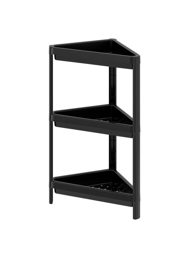 erorex Corner shelf unit, black, 33x33x71 cm - Image 1