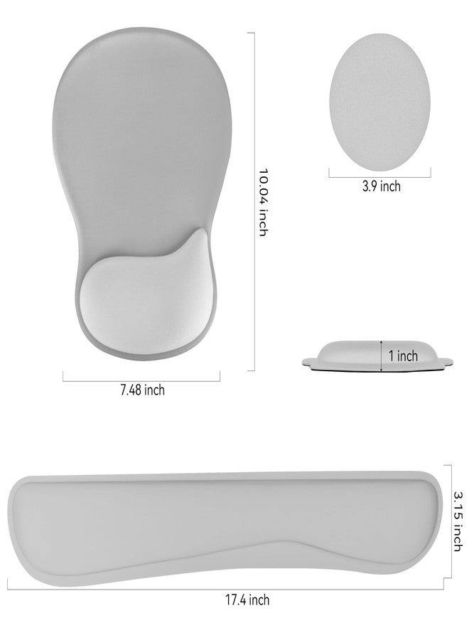 WINTOJO Wrist Rest Support for Mouse Pad Keyboard Set Circle Coaster Gaming Mouse Pad Ergonomic Gel Memory Foam Set for Computer, Laptop, Office, Pain Relief, Comfortably Typing Grey KM-31 - Image 3