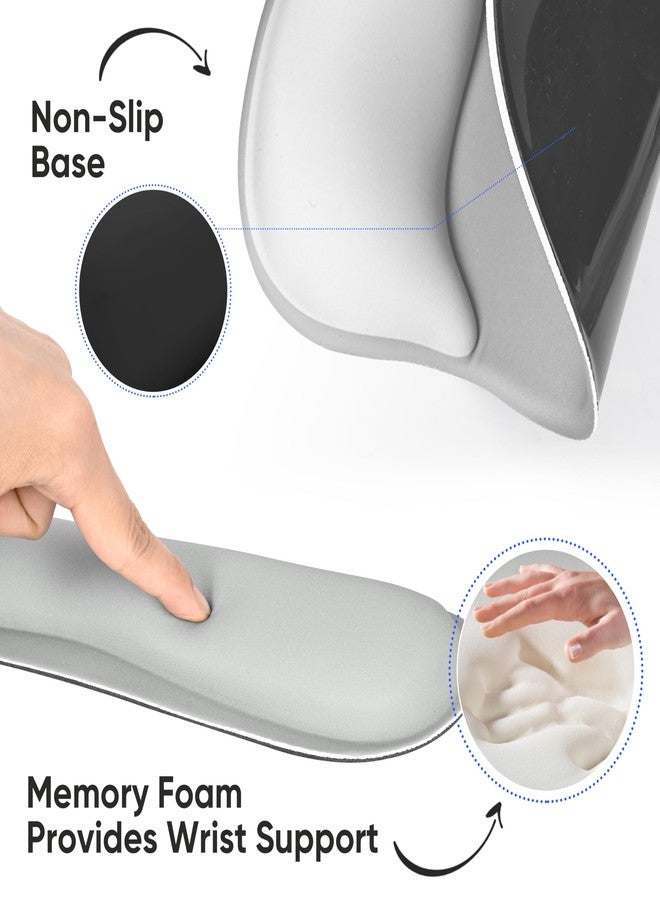 WINTOJO Wrist Rest Support for Mouse Pad Keyboard Set Circle Coaster Gaming Mouse Pad Ergonomic Gel Memory Foam Set for Computer, Laptop, Office, Pain Relief, Comfortably Typing Grey KM-31 - Image 4