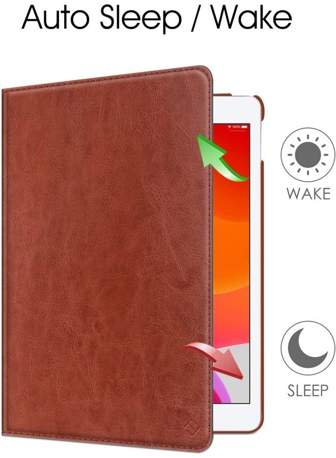 ELTRAZONE 360-Degree Rotating Case for iPad 9th Generation (2021), 8th Generation (2020), and 7th Generation (2019) - 10.2 Inch with Pencil Holder & Auto Wake/Sleep - Brown - Image 2