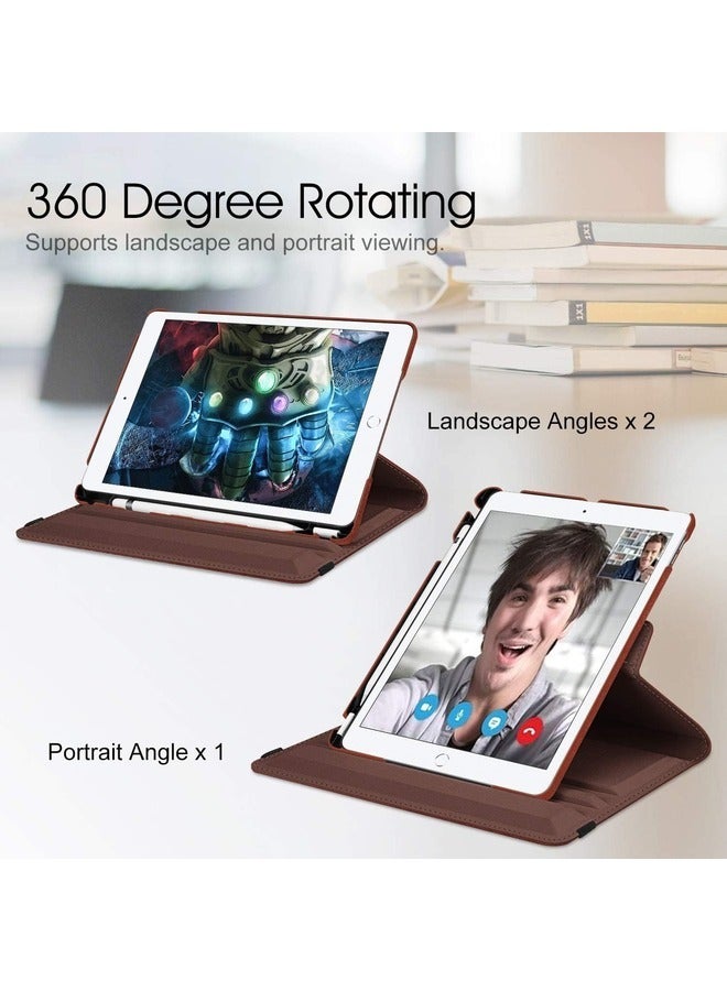 ELTRAZONE 360-Degree Rotating Case for iPad 9th Generation (2021), 8th Generation (2020), and 7th Generation (2019) - 10.2 Inch with Pencil Holder & Auto Wake/Sleep - Brown - Image 3