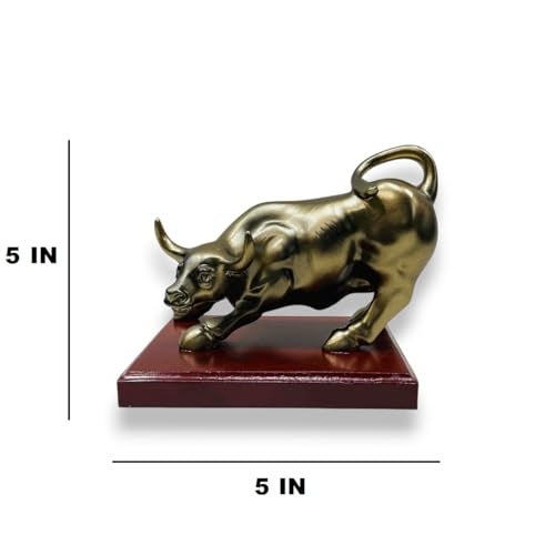 AUGEN Stock Market Bull Statue | Bronze Resin Bull Showpiece for Office Desk, Home Decor & Gifts | Symbol of Financial Strength, Wealth & Success | Tabletop Decorative Figurine (8696F6) - Image 2