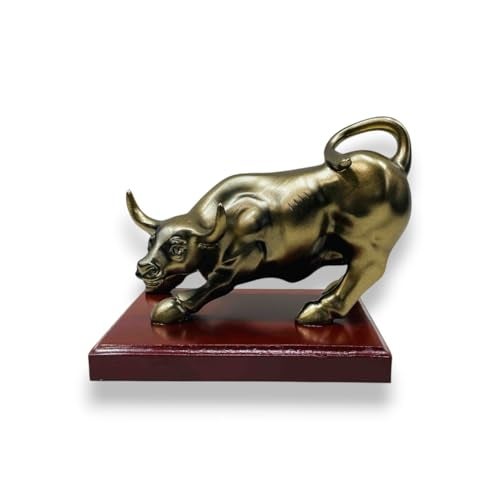 AUGEN Stock Market Bull Statue | Bronze Resin Bull Showpiece for Office Desk, Home Decor & Gifts | Symbol of Financial Strength, Wealth & Success | Tabletop Decorative Figurine (8696F6) - Image 1