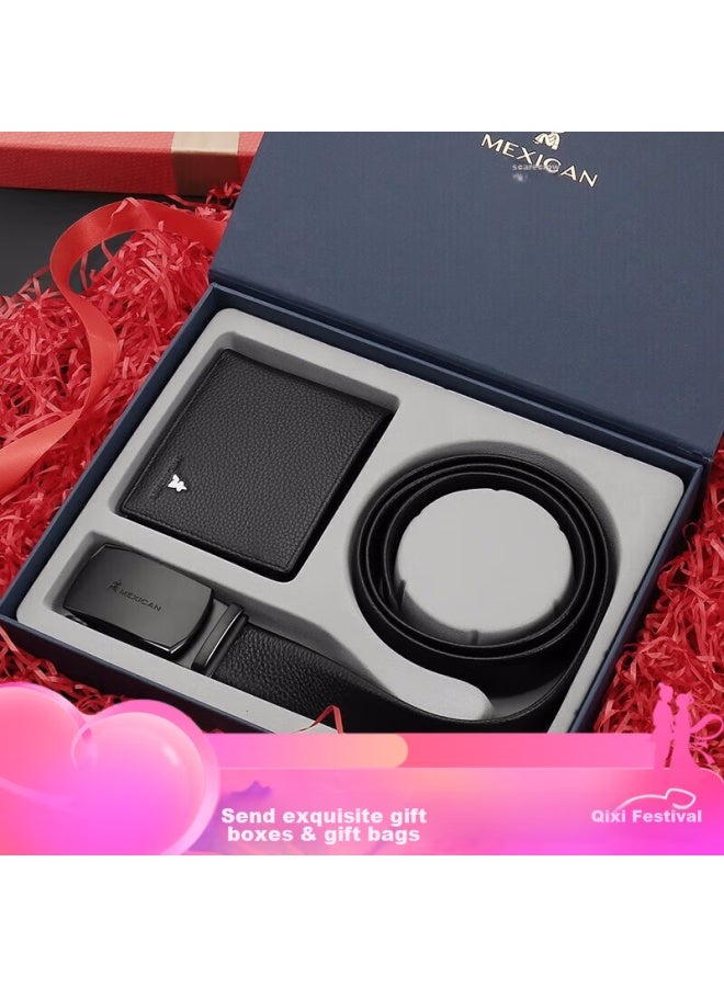 Scarecrow Men's Genuine Top-layer Leather Belt, Wallet Belt, High-end Gift Box, Qixi Valentine's Day Gift For Boyfriend - Image 1