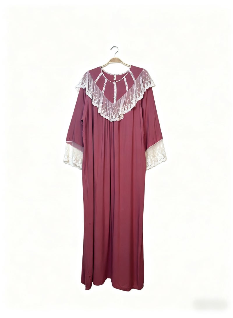 Orchid Lace Red Sleepshirt-Comfortable and Soft Nightgown - Image 2
