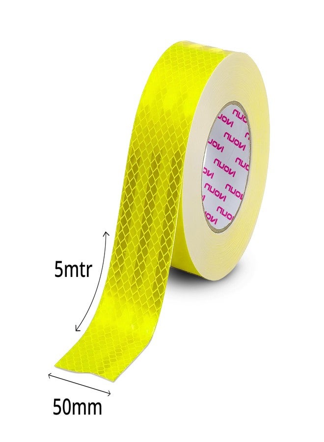 NUOVI Yellow Reflective Tape | 50mm Width X 5meter Length | Waterproof Reflective Tape for High Visibility | Used to Mark Caution Warnings in Industry, Automobile & Parking - Image 2