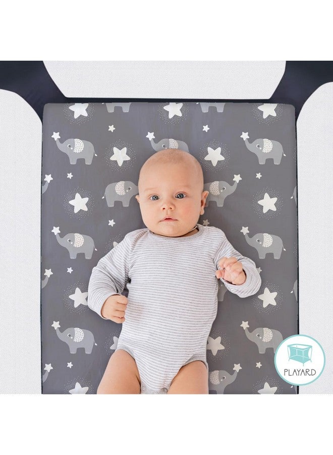 The Peanut Shell The Peanutshell Mini Crib Fitted Sheets Set, Playard, Pack Play Sheets, Playpen, Elephant Stars - Image 2