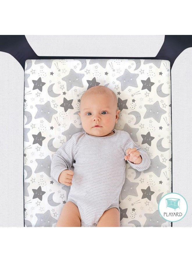 The Peanut Shell The Peanutshell Mini Crib Fitted Sheets Set, Playard, Pack Play Sheets, Playpen, Elephant Stars - Image 3