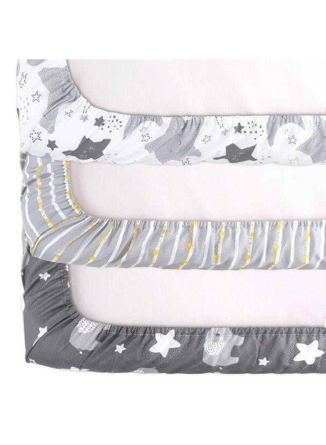The Peanut Shell The Peanutshell Mini Crib Fitted Sheets Set, Playard, Pack Play Sheets, Playpen, Elephant Stars - Image 4