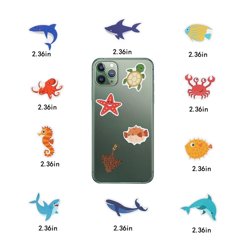 Cleverplay 100 Pack Ocean Life Animal Stickers,Under The Sea Party Favors, Waterproof Stickers for Water Bottle Laptop Computer Phone - Image 5