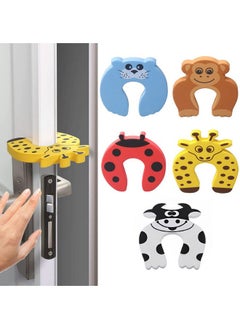 5 Pcs Children Safety Door Pinch Guard,Door Slam Stopper Soft Foam Door Stopper,Prevents Finger Pinch Injuries &Child Or Pet From Getting Locked In Room,Colorful Cartoon Animal Cushion-Muticolor