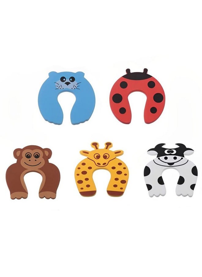 Syga - 5 Pcs Children Safety Door Pinch Guard,Door Slam Stopper Soft Foam Door Stopper,Prevents Finger Pinch Injuries &Child Or Pet From Getting Locked In Room,Colorful Cartoon Animal Cushion-Muticolor - Image 1