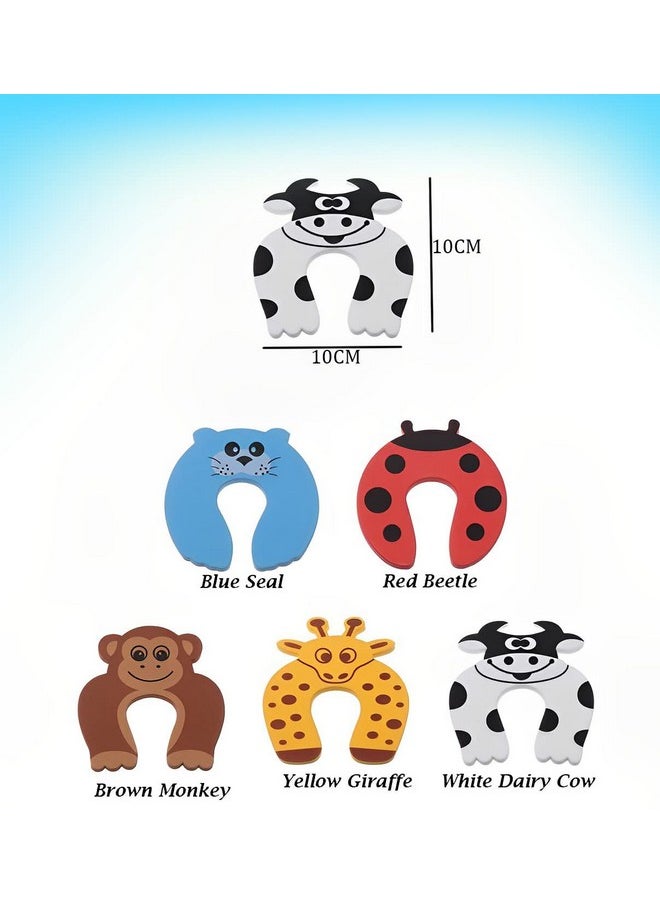 Syga - 5 Pcs Children Safety Door Pinch Guard,Door Slam Stopper Soft Foam Door Stopper,Prevents Finger Pinch Injuries &Child Or Pet From Getting Locked In Room,Colorful Cartoon Animal Cushion-Muticolor - Image 1