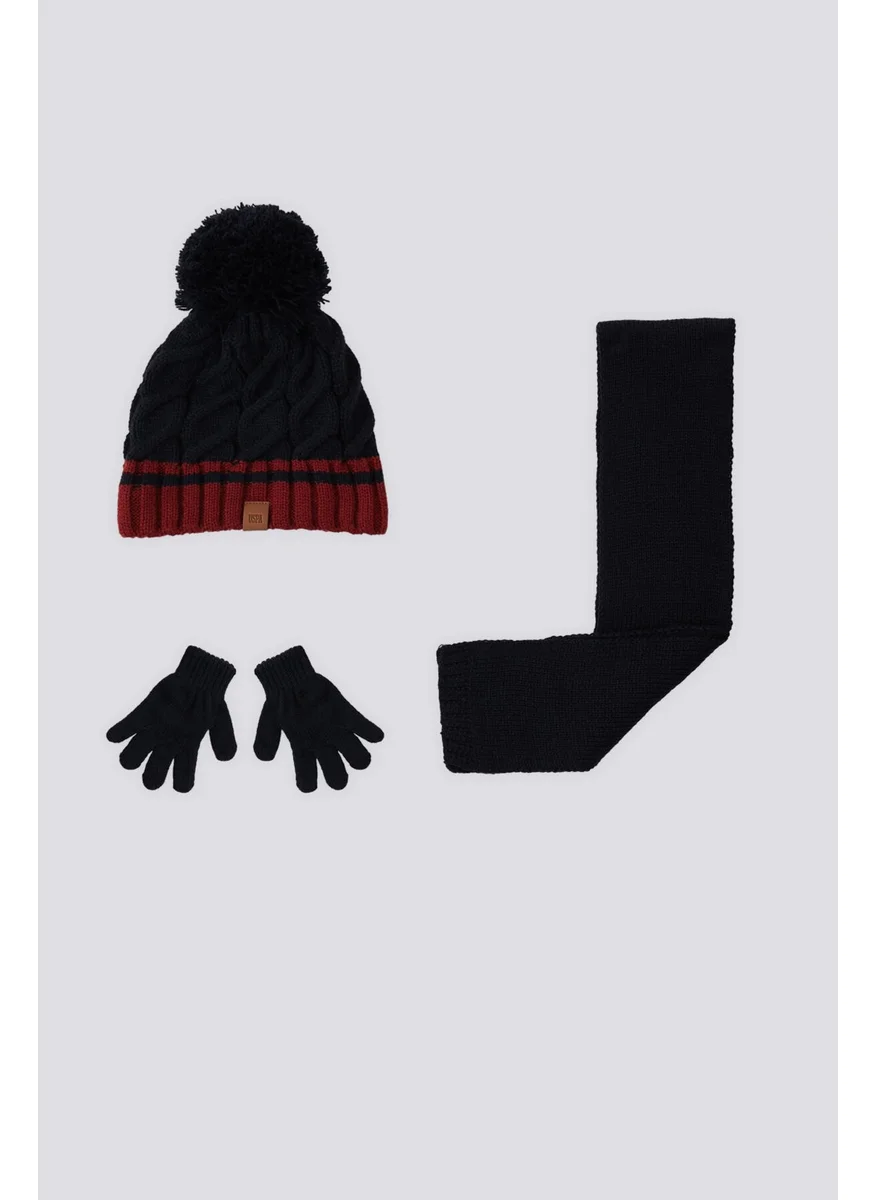 U.S. Polo Assn. BASE. Polo Assn. Base. Polo Assn Baby Boy Navy Blue Scarf-Beanie-Glove Set