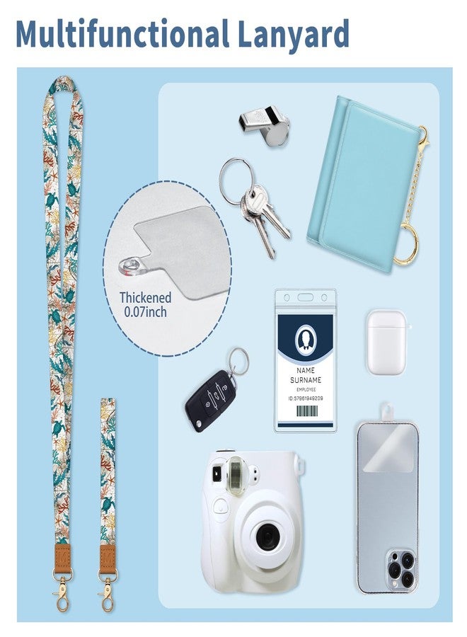 Mavellin Lanyard Wallet with Id Badge Holder, Sea Turtle RFID Small Keychain Wallet Women Wristlet, Cute Zipper Credit Card Holder Phone Wrist Neck Strap for Key Name Tag, Teacher Student Office Gifts - Image 5