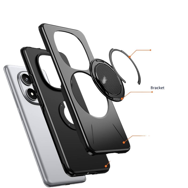 LS TPU+PC MagSafe Case for Xiaomi 15T with Drop Protection and Kickstand plus Shockproof plus Strong Magnetic in Black - Image 4