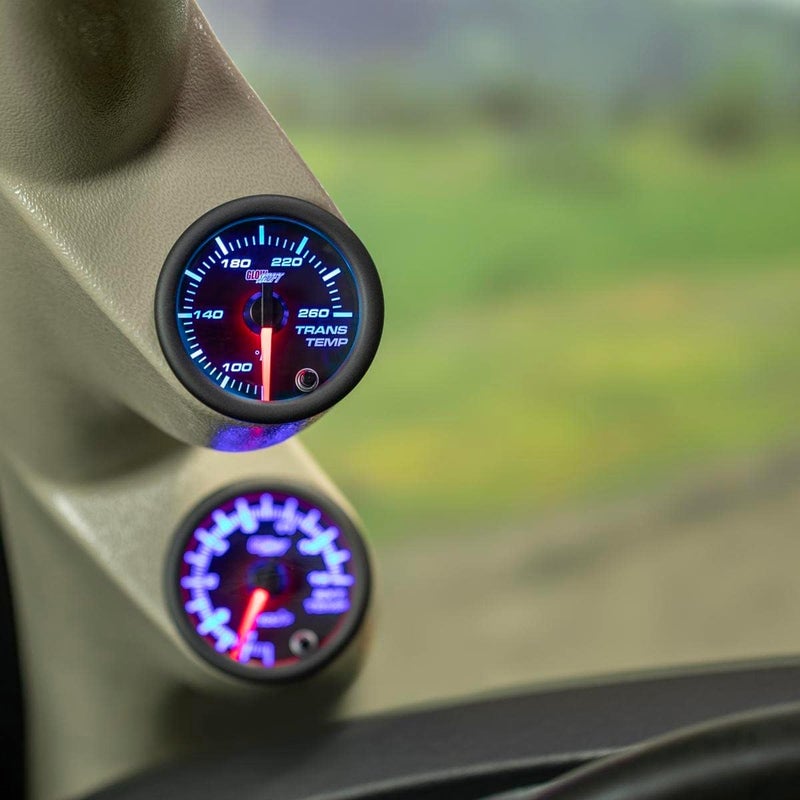 GLOWSHIFT Black 7 Color 260F Automatic Transmission Temp Gauge Kit - Includes 1/8-27 NPT Electronic Sensor & Wiring - Multi-Color Display - Black Dial - Clear Lens - for Car & Truck - 2-1/16" 52mm - Image 2