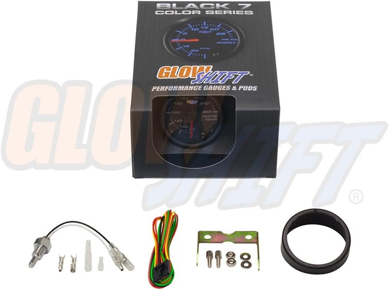 GLOWSHIFT Black 7 Color 260F Automatic Transmission Temp Gauge Kit - Includes 1/8-27 NPT Electronic Sensor & Wiring - Multi-Color Display - Black Dial - Clear Lens - for Car & Truck - 2-1/16" 52mm - Image 5