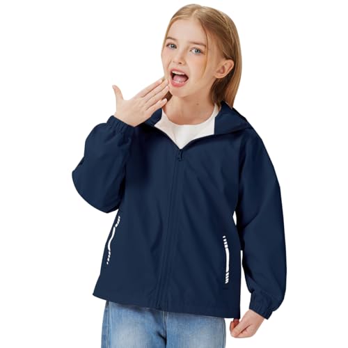 Slwosdlds Boys Girls Waterproof Rain Jacket Lightweight soft lining Kids Windbreaker Hooded Coat Easy to Fold - Image 2