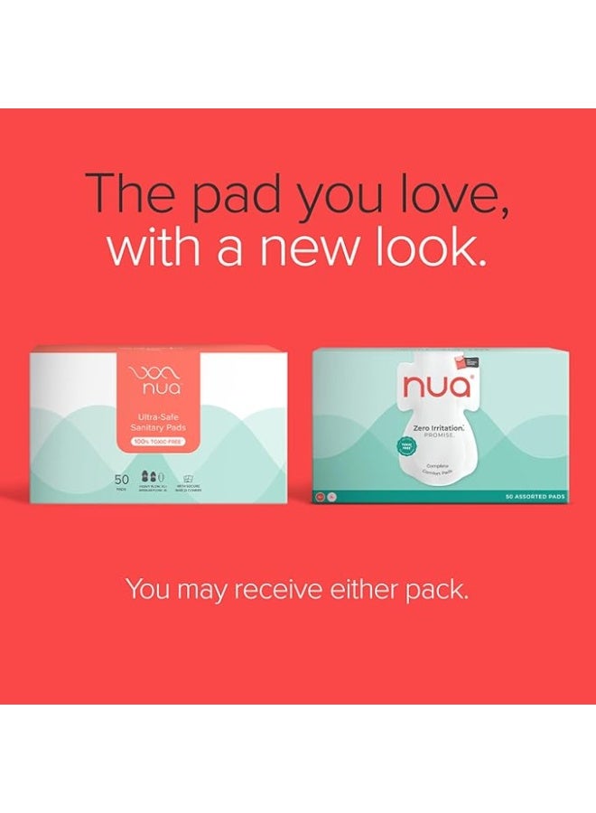 Nua Complete Comfort Sanitary Pads for Sensitive Skin | Pack of 50 Pads (25 Heavy Flow, 25 Medium Flow) with Disposal covers | Zero Irritation | Comfortable All-Day Protection | Ultra-Thin | Super Absorbent | No rashes | 50% Wider Back | 100% Toxic-Free, Dermatologically Tested - Image 3