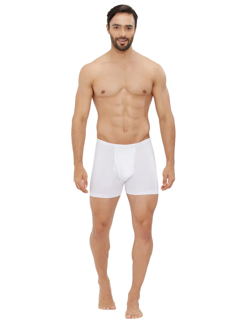 BYC MEN'S COTTON BOXER BRIEF SHORTS (PACK OF 3) - WHITE