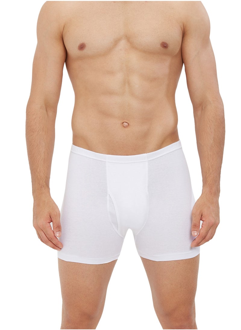 BYC - MEN'S COTTON BOXER BRIEF SHORTS (PACK OF 3) - WHITE - Image 1