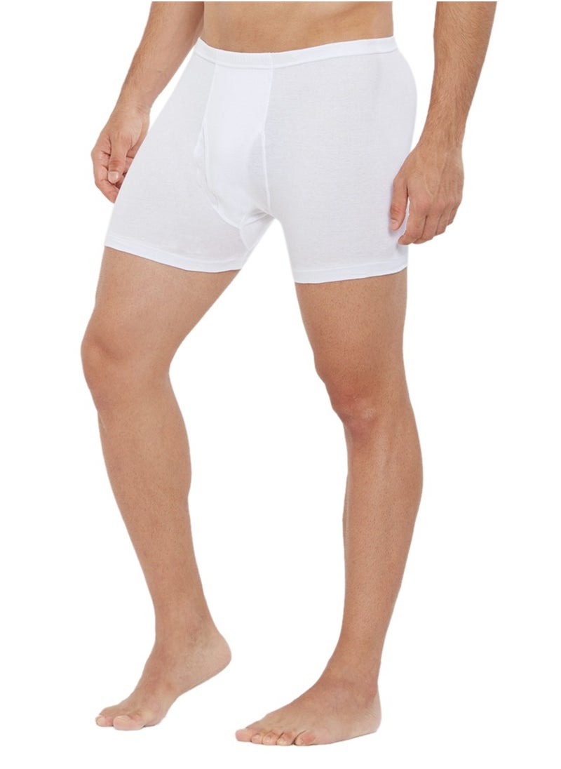 BYC - MEN'S COTTON BOXER BRIEF SHORTS (PACK OF 3) - WHITE - Image 1
