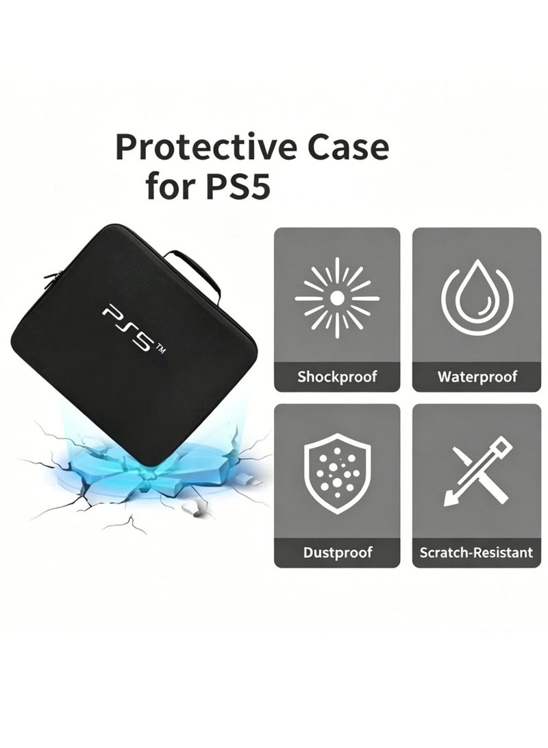 BEILINGDUN PS5 Travel Storage Bag – Hard Shell Shockproof Waterproof Carrying Case for PlayStation 5 Disc & Digital Edition – Portable Protective Handbag for Controllers, Headset & Gaming Accessories - Image 4
