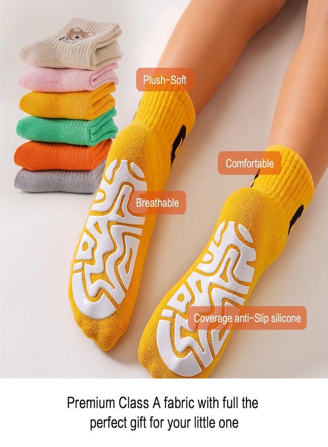 Agniphant 4 Pairs Baby Socks for 1-3 Years | Cotton Anti-Skid Grip Socks with Cartoon Designs, Newborn Baby Essentials, Winter Wear for Toddler Boys & Girls - Image 4