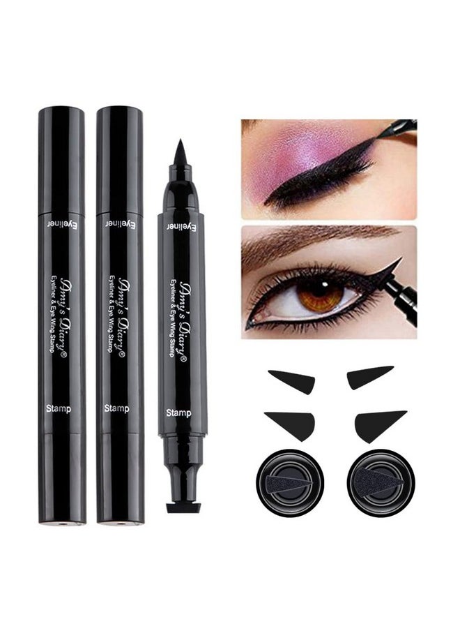AMY'S DIARY - Eyeliner Stamp 2 Pens Winged Stamp Eyeliner, Perfect Wing Cat Eye Stencil Stamp For All Eye Shapes, Winged Eyeliner Stamp, Perfect Wing Cat Eye Liner, Waterproof & Smudgeproof - Image 1