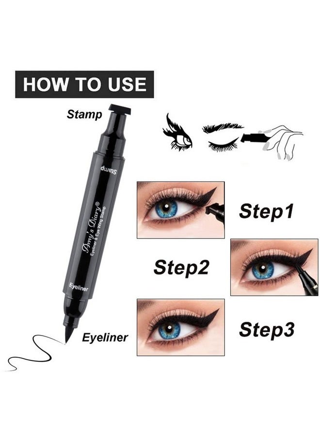 AMY'S DIARY - Eyeliner Stamp 2 Pens Winged Stamp Eyeliner, Perfect Wing Cat Eye Stencil Stamp For All Eye Shapes, Winged Eyeliner Stamp, Perfect Wing Cat Eye Liner, Waterproof & Smudgeproof - Image 1