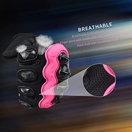 ELCYCO Motorcycle Gloves for Women Touch Screen Summer Motorbike Dirt Bike Full Finger Gloves Road Racing, Cycling, Climbing Motocross (Pink, Medium) - Image 4