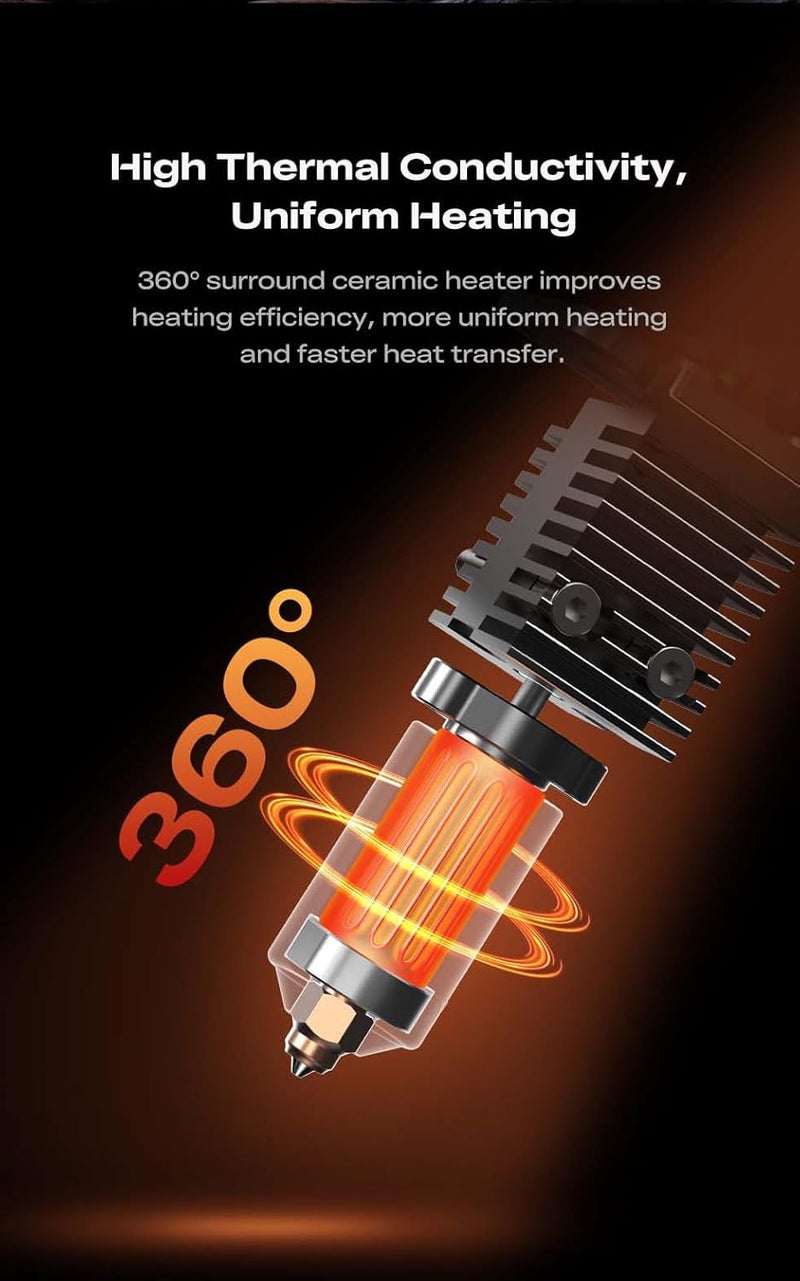 Lokkr Creality K2/K2 Pro Ceramic Heating Block Kit – High Thermal Conductivity, Quick-Swap Nozzle, 300℃ High Temp Resistance - Image 3