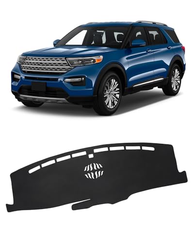 FIILINES Dash Cover for 2020-2025 Ford Explorer, Dashboard Mat Cover Sunshade Nonslip Mesh Protector No Glare Black - Image 1