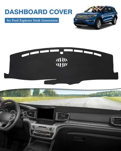 FIILINES Dash Cover for 2020-2025 Ford Explorer, Dashboard Mat Cover Sunshade Nonslip Mesh Protector No Glare Black - Image 2