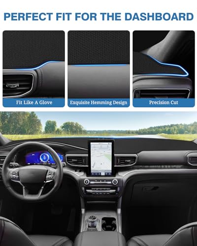FIILINES Dash Cover for 2020-2025 Ford Explorer, Dashboard Mat Cover Sunshade Nonslip Mesh Protector No Glare Black - Image 4