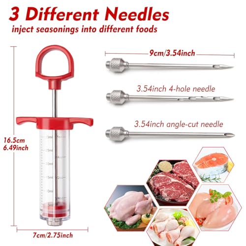 HORUS Kitchen Injector for Meat, Meat Injector Syringe Marinade Turkey Seasoning Injector Syringe with Scales for Restaurant Hotel Home Kitchen BBQ Party Sauce Injector - Image 2