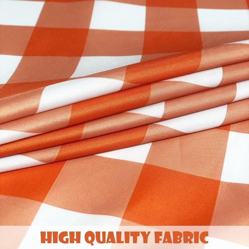 SuQKXCo Fall Round Tablecloth Orange White Autumn Buffalo Plaids 60 inch Thanksgiving Table Cloths Cover Mat Spill Proof Table Covers for Kitchen Party Dinner Tabletop Decoration - Image 5