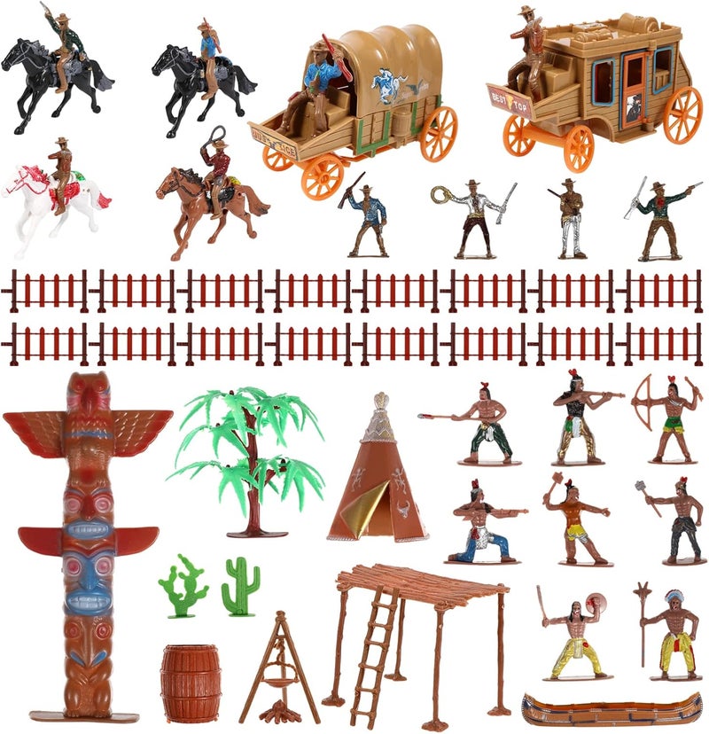 STOBOK Elegant upgraded practical design Indians Figures Models: Wild West Cowboys Figure Playset Set Miniature Historical Native American Indians Figures Toys for Toddlers Children Kids School Project Fast & slow shipment compatible - Image 1